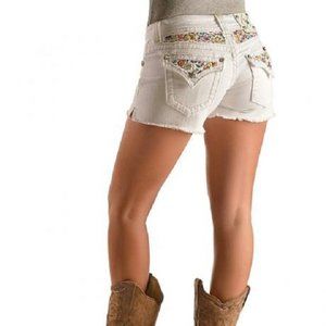 Miss Me Floral Embroidered Cutoff Shorts